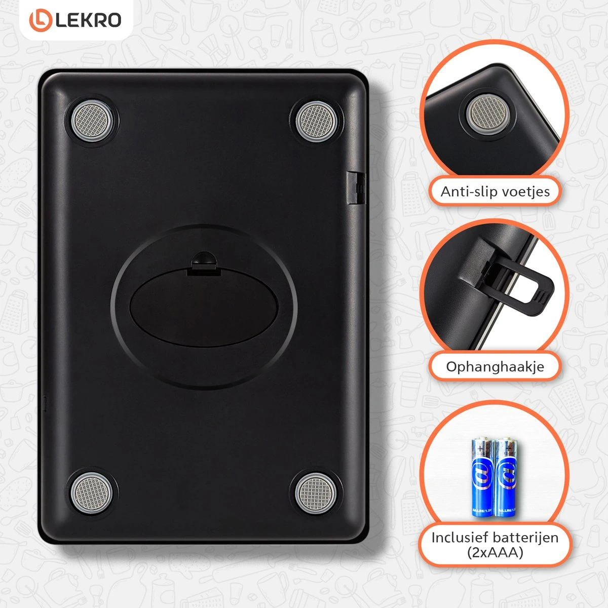Lekro Digitale Precisie Keukenweegschaal – Weegschaal Keuken - 1gr-15kg – Tarra Functie - Zwart 8 Lekro Digitale Precisie Keukenweegschaal – Weegschaal Keuken - 1gr-15kg – Tarra Functie - Zwart - Afbeelding 8