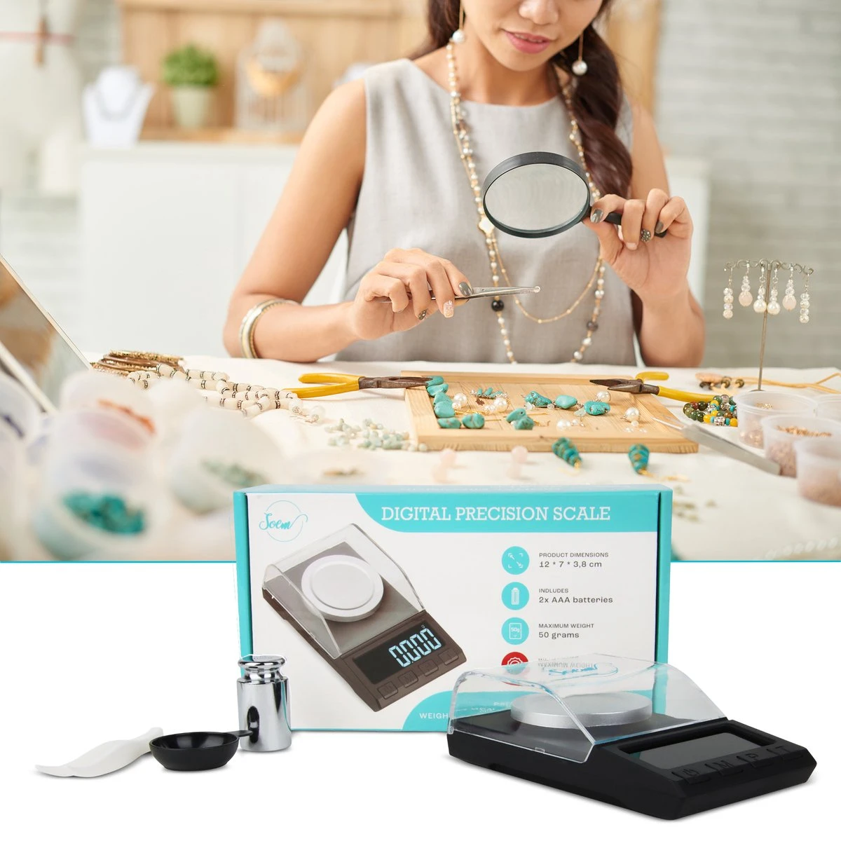 SOEM® Digitale Precisie Weegschaal - 0,001 Tot 50 Gram Tarra Functie - Pocket Scale - Juweliersweegschaal 1 SOEM® Digitale Precisie Weegschaal - 0,001 Tot 50 Gram Tarra Functie - Pocket Scale - Juweliersweegschaal