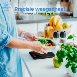 ViveGrace HOME® Digitale Precisie Keukenweegschaal - Met Tarra Functie - Gehard Glas - Incl Batterijen - Zwart -Merkloos Winkel 1200x1200 4743