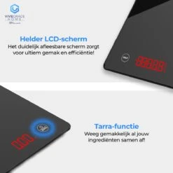 ViveGrace HOME® Digitale Precisie Keukenweegschaal - Met Tarra Functie - Gehard Glas - Incl Batterijen - Zwart -Merkloos Winkel 1200x1200 4744