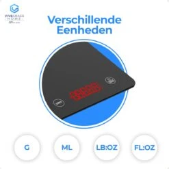 ViveGrace HOME® Digitale Precisie Keukenweegschaal - Met Tarra Functie - Gehard Glas - Incl Batterijen - Zwart -Merkloos Winkel 1200x1200 4746