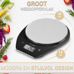 Kicinn Keukenweegschaal - Precisie Weegschaal - Digitale Keuken Weegschaal - 1gr Tot 5kg - Tarra Functie - Inclusief Batterijen - RVS/Zwart -Merkloos Winkel 1200x1200 4773