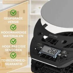 Kicinn Keukenweegschaal - Precisie Weegschaal - Digitale Keuken Weegschaal - 1gr Tot 5kg - Tarra Functie - Inclusief Batterijen - RVS/Zwart -Merkloos Winkel 1200x1200 4775