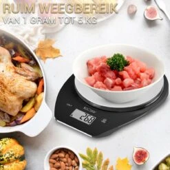 Kicinn Keukenweegschaal - Precisie Weegschaal - Digitale Keuken Weegschaal - 1gr Tot 5kg - Tarra Functie - Inclusief Batterijen - RVS/Zwart -Merkloos Winkel 1200x1200 4780