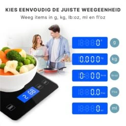 Keukenweegschaal - Digitaal - Weegschaal Keuken - Oplaadbaar - Incl. USB-kabel En Batterijen - Tarra Functie - Tot 10 Kg - Zwart -Merkloos Winkel 1200x1200 4841