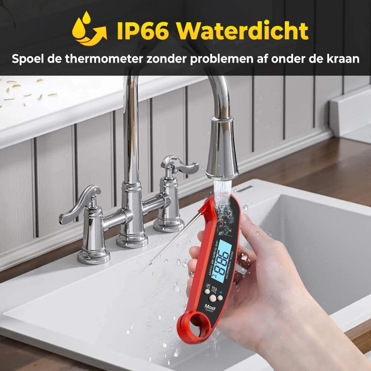 MostEssential Premium Vleesthermometer - BBQ Thermometer - Kernthermometer - Suikerthermometer - Voedselthermometer - Thermometer Koken - Keuken Thermometer - Digitaal – Draadloos - Waterdicht 3 MostEssential Premium Vleesthermometer - BBQ Thermometer - Kernthermometer - Suikerthermometer - Voedselthermometer - Thermometer Koken - Keuken Thermometer - Digitaal – Draadloos - Waterdicht - Afbeelding 3