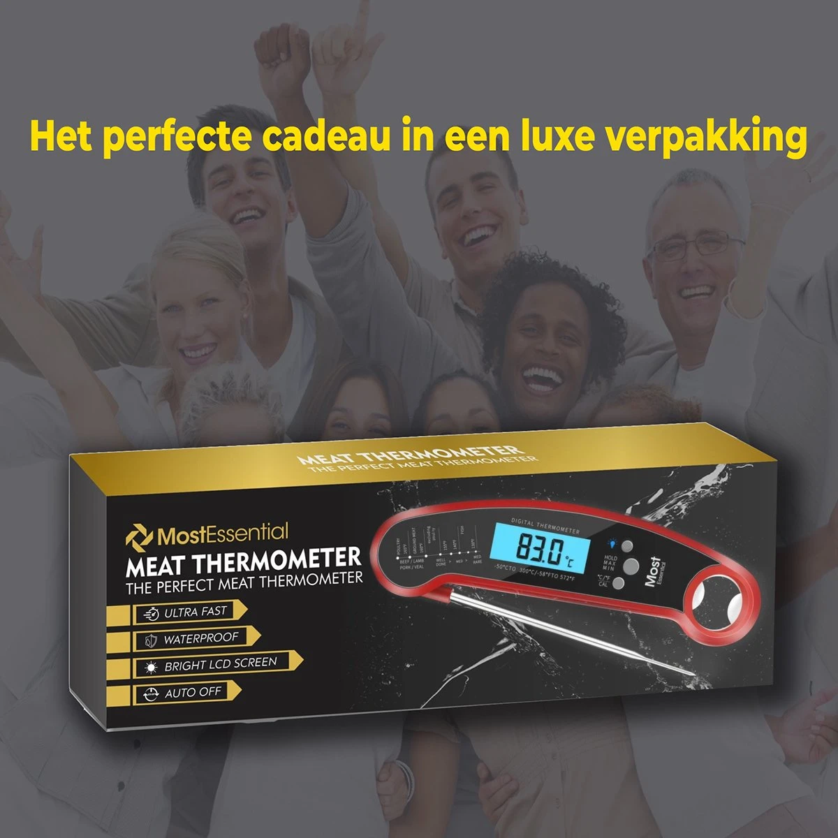 MostEssential Premium Vleesthermometer - BBQ Thermometer - Kernthermometer - Suikerthermometer - Voedselthermometer - Thermometer Koken - Keuken Thermometer - Digitaal – Draadloos - Waterdicht 9 MostEssential Premium Vleesthermometer - BBQ Thermometer - Kernthermometer - Suikerthermometer - Voedselthermometer - Thermometer Koken - Keuken Thermometer - Digitaal – Draadloos - Waterdicht - Afbeelding 9