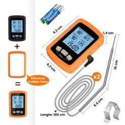 Vleesthermometer Dubbele Sonde - BBQ Thermometer Oranje Met Timer - Kernthermometer - Suikerthermometer - Kookthermometer -Merkloos Winkel 1200x1200 5029