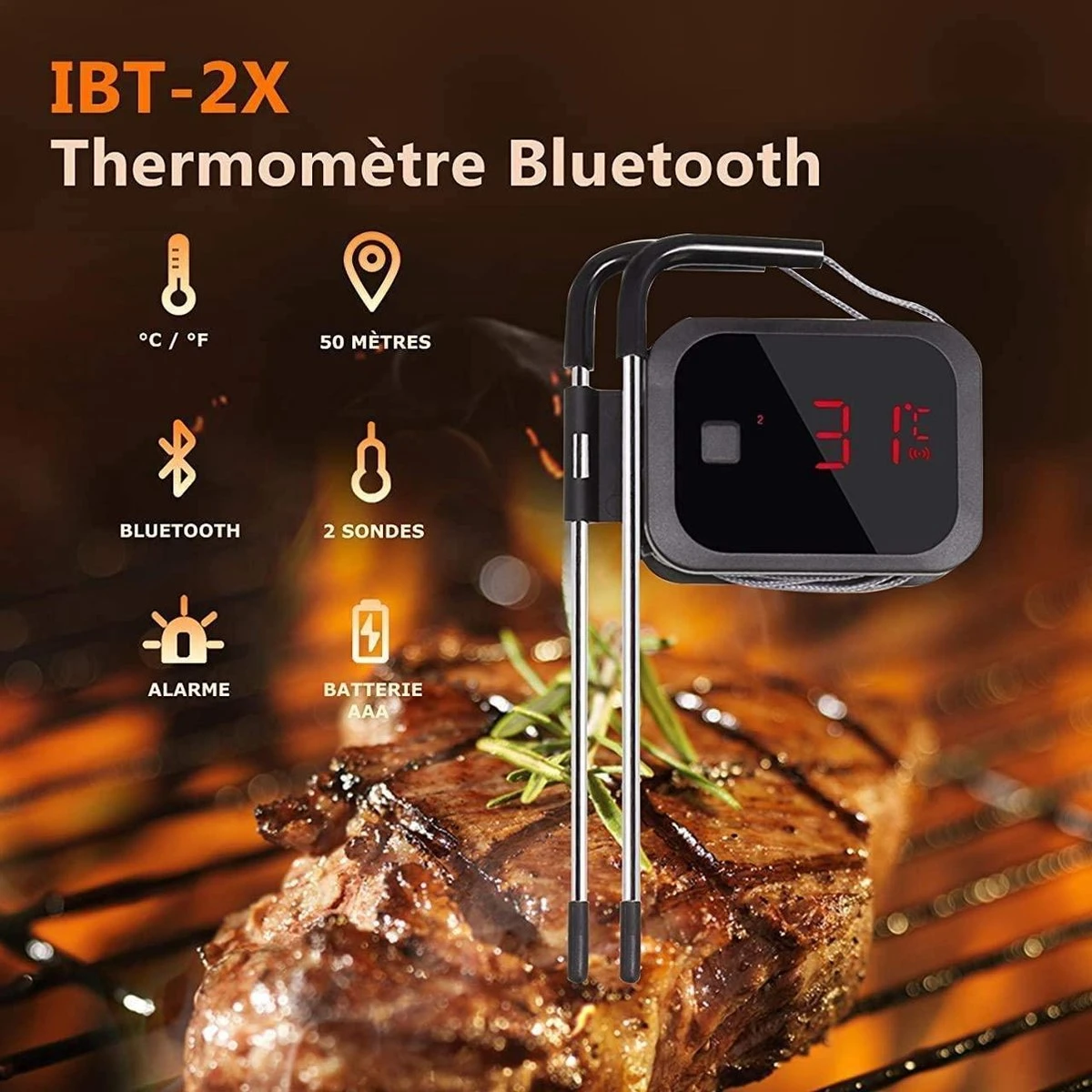 Merkloos Inkbird Draadloze Barbecue Vleesthermometer - Keukenthermometer 7 Merkloos Inkbird Draadloze Barbecue Vleesthermometer - Keukenthermometer - Afbeelding 7