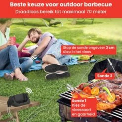 Vleesthermometer Draadloos Met Timer - BBQ Thermometer – Kernthermometer – Suikerthermometer – Keukenthermometer -Merkloos Winkel 1200x1200 5072