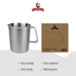 Krumble Maatbeker Met Schenktuit - Maatbekers - Meetbeker Voor Koken En Bakken - Maatkan - Kookgerei - Mengbeker - Blender Beker - RVS - 1 Liter - 12 X 15 X 13 Cm (Ixbxh) - Zilver -Merkloos Winkel 1200x1200 5116