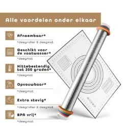 Deegroller - Bakmat - Verstelbare Deegroller - Bakspullen - RVS - Deegmat - Antikleef - Baulk® 11 Deegroller - Bakmat - Verstelbare Deegroller - Bakspullen - RVS - Deegmat - Antikleef - Baulk® -Merkloos Winkel 1200x1200 5236