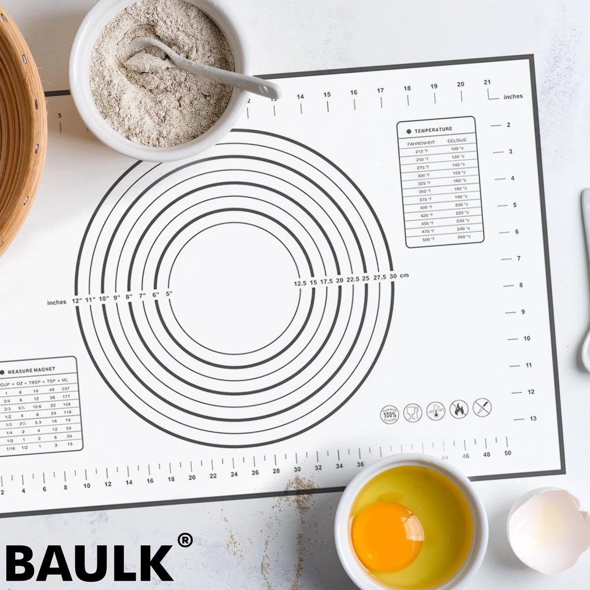 Deegroller - Bakmat - Verstelbare Deegroller - Bakspullen - RVS - Deegmat - Antikleef - Baulk® 7 Deegroller - Bakmat - Verstelbare Deegroller - Bakspullen - RVS - Deegmat - Antikleef - Baulk® - Afbeelding 7