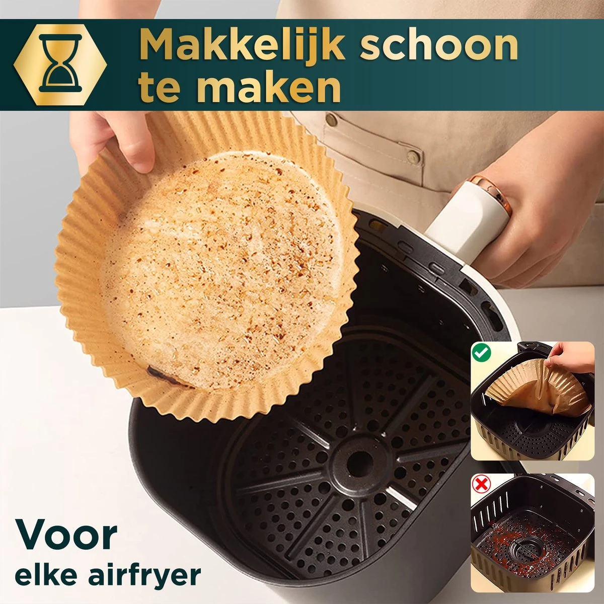 Gluxury Airfryer Bakpapier - 100 Stuks - Wegwerpbakjes Voor Airfryer XL En XXL - Inc. E-book - 20cm 4 Gluxury Airfryer Bakpapier - 100 Stuks - Wegwerpbakjes Voor Airfryer XL En XXL - Inc. E-book - 20cm - Afbeelding 4
