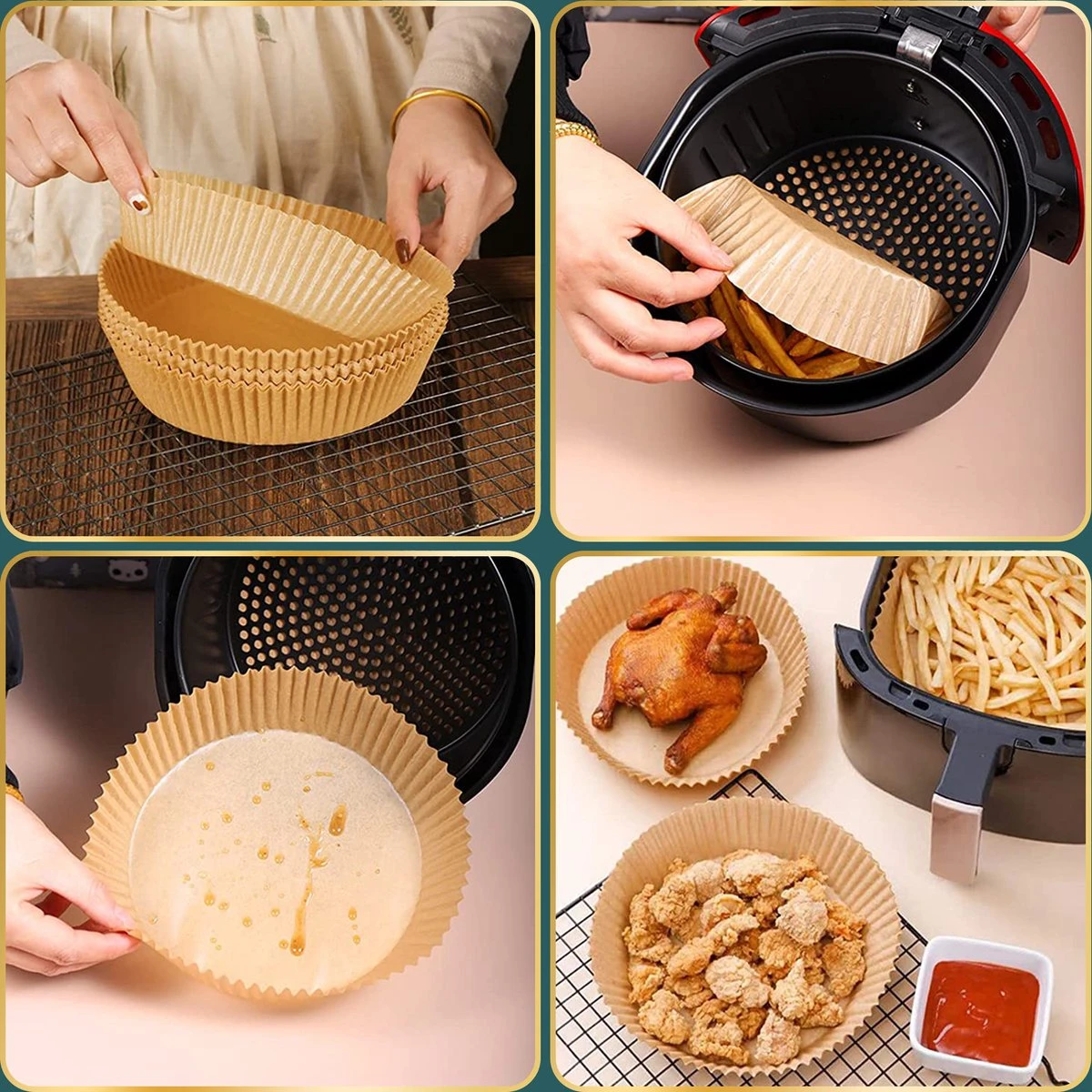 Gluxury Airfryer Bakpapier - 100 Stuks - Wegwerpbakjes Voor Airfryer XL En XXL - Inc. E-book - 20cm 6 Gluxury Airfryer Bakpapier - 100 Stuks - Wegwerpbakjes Voor Airfryer XL En XXL - Inc. E-book - 20cm - Afbeelding 6