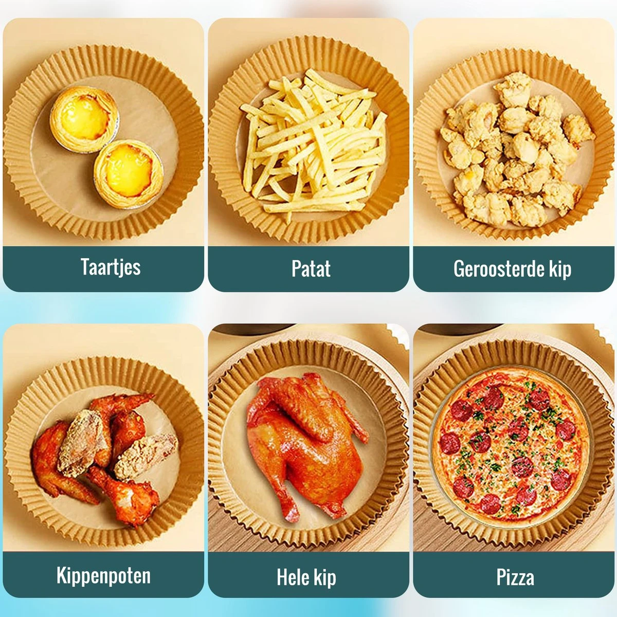 Gluxury Airfryer Bakpapier - 100 Stuks - Wegwerpbakjes Voor Airfryer XL En XXL - Inc. E-book - 20cm 7 Gluxury Airfryer Bakpapier - 100 Stuks - Wegwerpbakjes Voor Airfryer XL En XXL - Inc. E-book - 20cm - Afbeelding 7