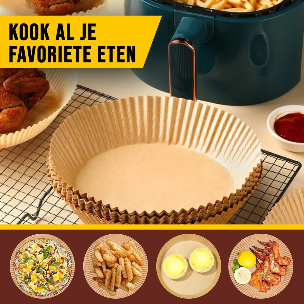 Beyeza Airfryer Bakpapier - Geschikt Voor Airfryer XL En XXL - Wegwerpbakjes - 20 Tot 23cm - 50 Stuks 2 Beyeza Airfryer Bakpapier - Geschikt Voor Airfryer XL En XXL - Wegwerpbakjes - 20 Tot 23cm - 50 Stuks - Afbeelding 2