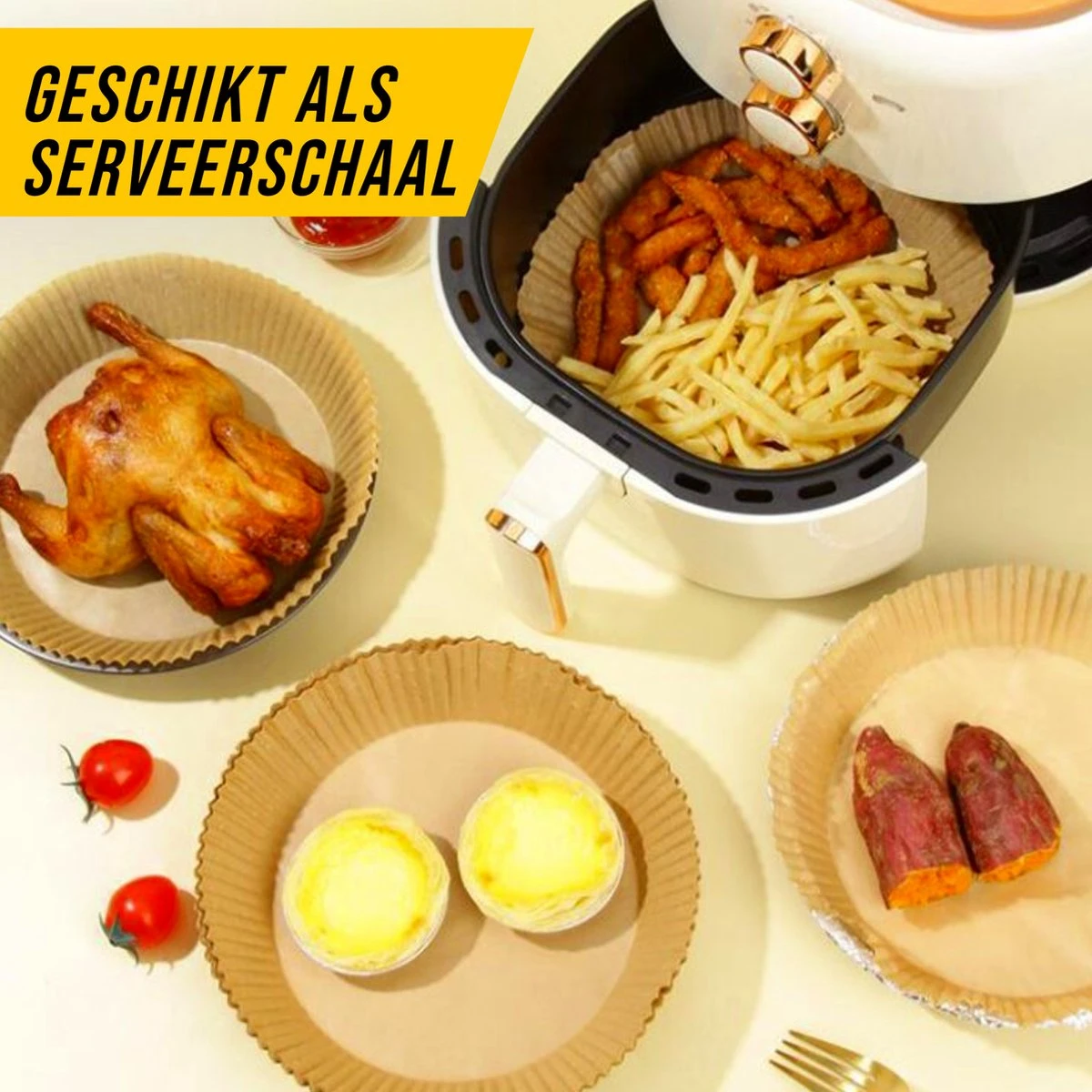 Beyeza Airfryer Bakpapier - Geschikt Voor Airfryer XL En XXL - Wegwerpbakjes - 20 Tot 23cm - 50 Stuks 9 Beyeza Airfryer Bakpapier - Geschikt Voor Airfryer XL En XXL - Wegwerpbakjes - 20 Tot 23cm - 50 Stuks - Afbeelding 9