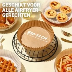 MENSMUNDI® Airfryer Bakpapier XL En XXL - Wegwerpbakjes - Gratis Kookboek (E-book) - 20 Tot 23 Cm - 100 Stuks -Merkloos Winkel 1200x1200 5446