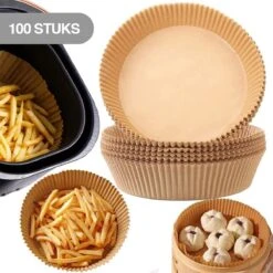 Consumerce® 100 Stuks Bakpapier Voor AirFryer (18cm) – AirFryer Accesoires – AirFryer Bakpapier XXL – AirFryer Bakpapier XL – AirFryer Wegwerp Bakjes - AirFryer Bakpapier 100 Stuks – Heteluchtfriteuse - Airfryer Papier Wegwerp