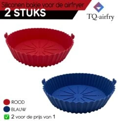 Siliconen Bakje Geschikt Voor Airfryer 2 Stuks - 20 Cm- Bakpapier Alternatief - Accesoires - Bakvorm - Bakjes - Airfry - TQ - XL - XXL