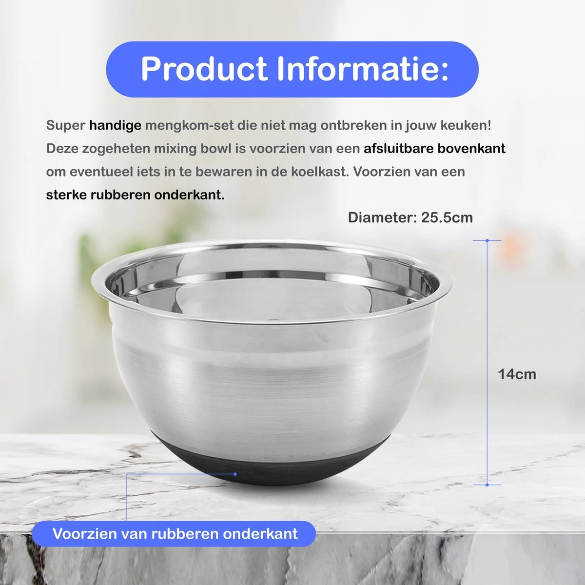 Starie® RVS Mengkom 3-in-1 Set - Met Deksel En 3 Raspen - Beslagkom - Staal 2 Starie® RVS Mengkom 3-in-1 Set - Met Deksel En 3 Raspen - Beslagkom - Staal - Afbeelding 2