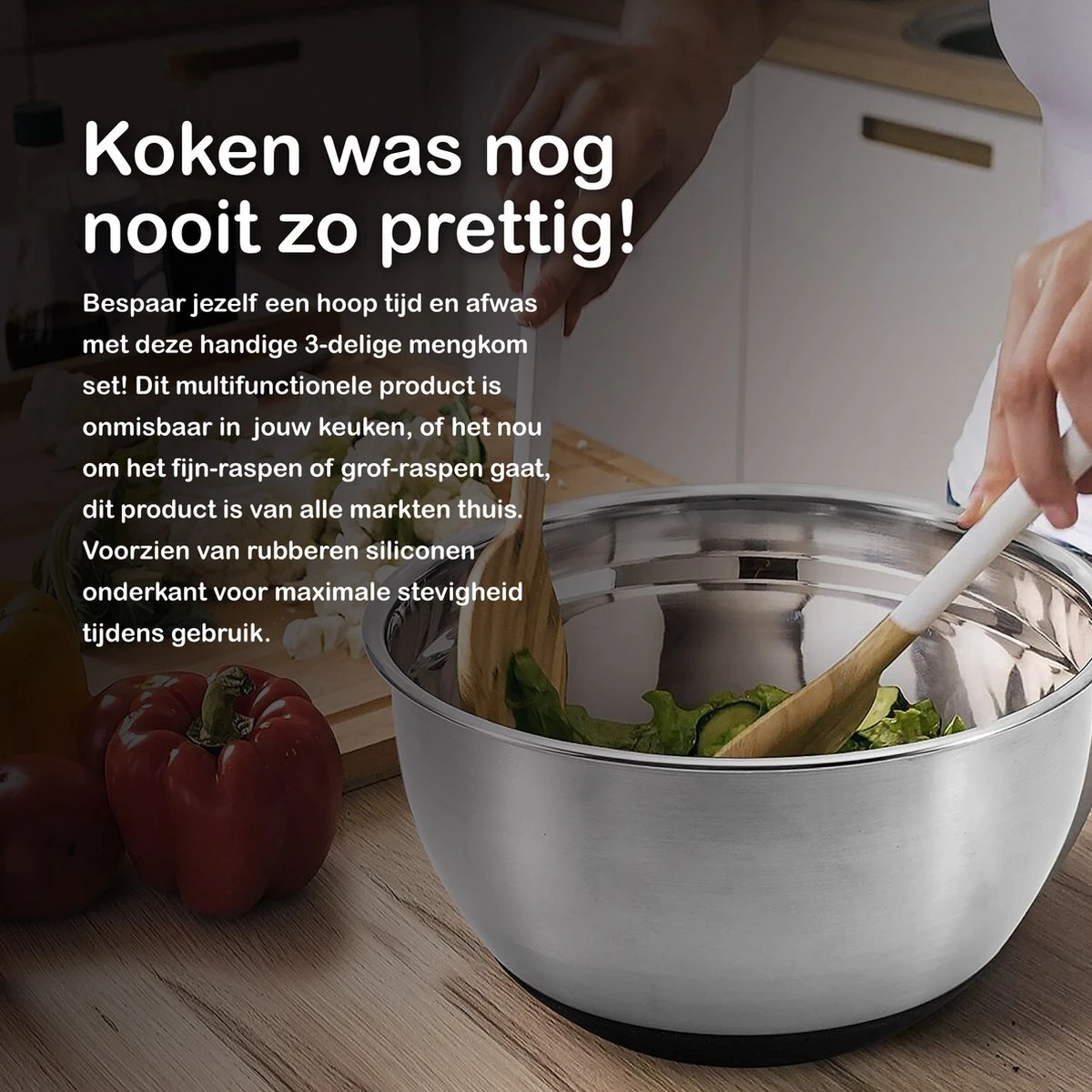 Starie® RVS Mengkom 3-in-1 Set - Met Deksel En 3 Raspen - Beslagkom - Staal 5 Starie® RVS Mengkom 3-in-1 Set - Met Deksel En 3 Raspen - Beslagkom - Staal - Afbeelding 5