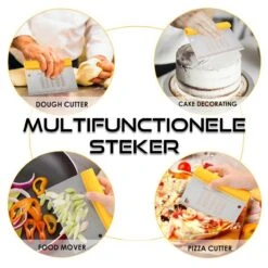 Homewell Deegschraper & Deegsteker | Pizza Mes - Groentesnijder - Deegsnijder - Cake & Taart Schraper - RVS -Merkloos Winkel 1200x1200 5612