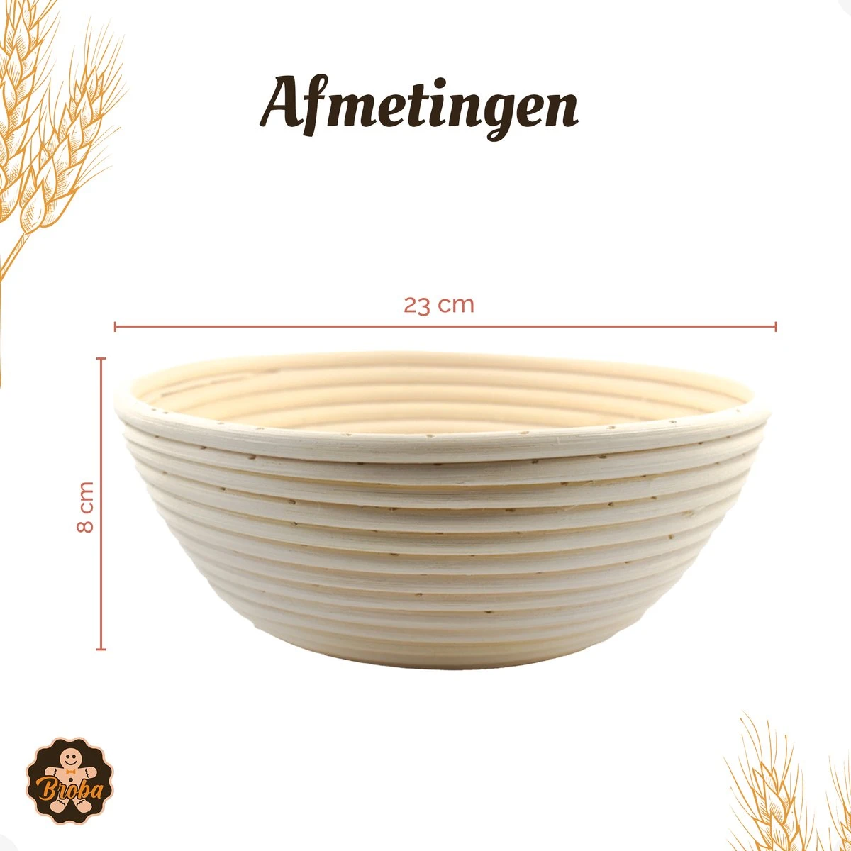 Broba Rijsmandje Rond Met Deegkleed – Rattan Broodvorm 7 Broba Rijsmandje Rond Met Deegkleed – Rattan Broodvorm - Afbeelding 7