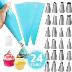 Spuitzak Met Spuitmondjes | Herbruikbaar | 24 Spuitmondjes | Blauw