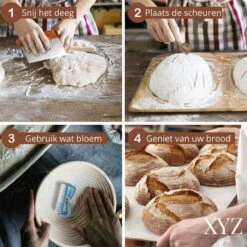 XYZ Goods - Rijsmandje Inclusief Deegkleed, Deegschraper, Broodmes, Oliekwast - Voor Brood Bakken Rijsmand - Banneton - Rijsmandje Broodbakken - Rijsmandje Rond - Ø 23 Cm - Complete Broodbak Set -Merkloos Winkel 1200x1200 5676