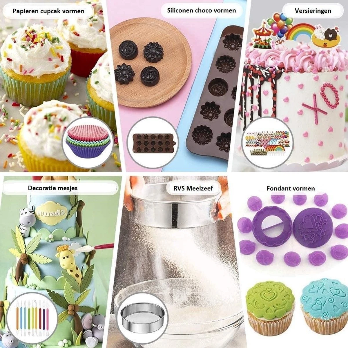 Taart En Cake Decoratie Set - 411 Delige - Taart Bakken Accessoires Set – Taartversiering - Draaiplateau - RVS Spuitmondjes 2 Taart En Cake Decoratie Set - 411 Delige - Taart Bakken Accessoires Set – Taartversiering - Draaiplateau - RVS Spuitmondjes - Afbeelding 2