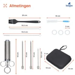 BooGoo® – Professionele RVS Marinade Injectiespuit Deluxe – Marinade Injector Inclusief Tas En Accessoires – Vlees Injectiespuit – Marinade Spuit - Marinade Kwast – BBQ Injectie Spuit Accesoires -Merkloos Winkel 1200x1200 5732