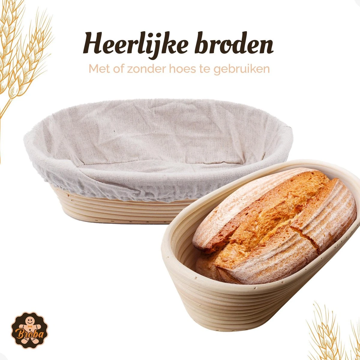 Broba Rijsmand Ovaal Met Deegkleed – Broodmand Riet - Brood Bakken Spullen 3 Broba Rijsmand Ovaal Met Deegkleed – Broodmand Riet - Brood Bakken Spullen - Afbeelding 3