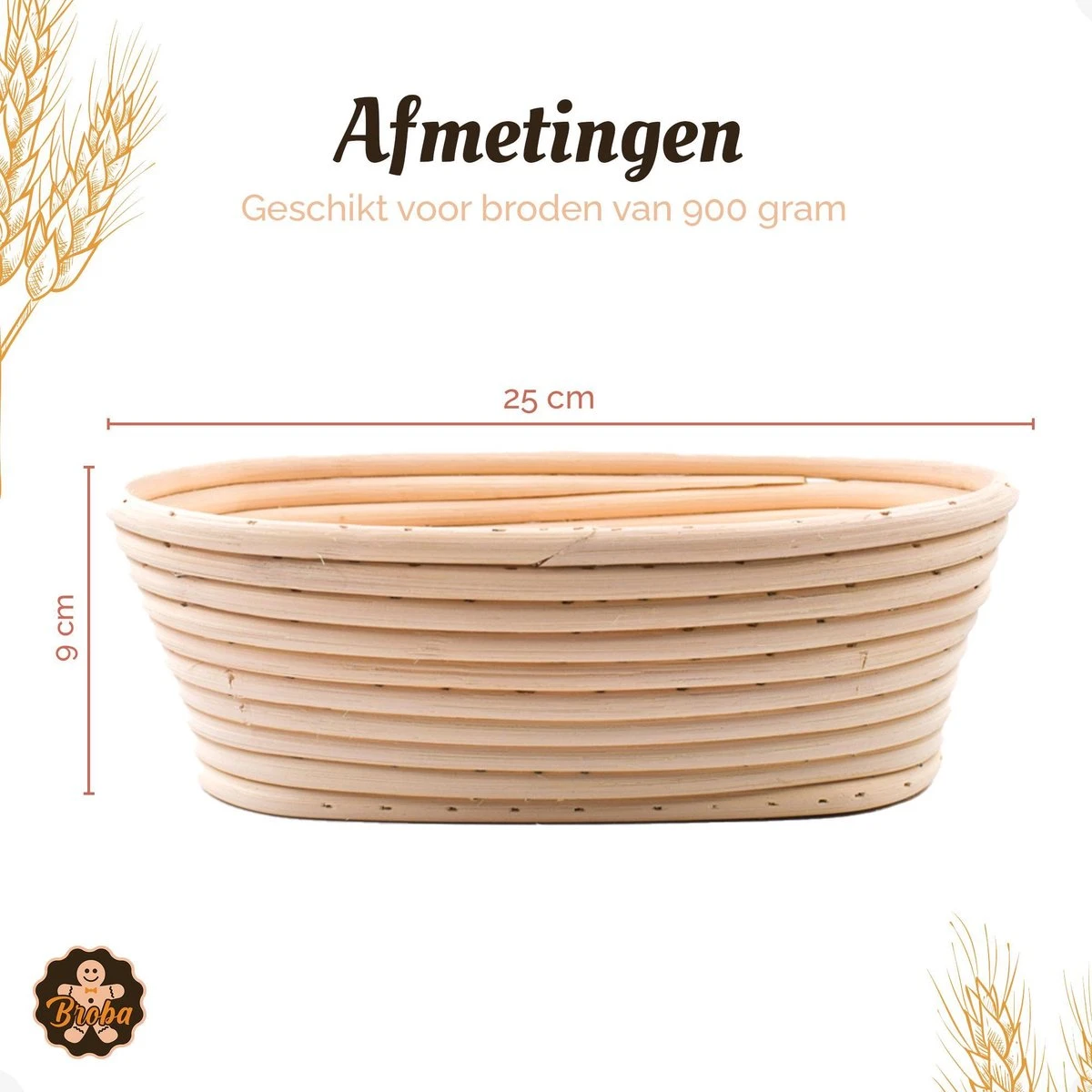 Broba Rijsmand Ovaal Met Deegkleed – Broodmand Riet - Brood Bakken Spullen 9 Broba Rijsmand Ovaal Met Deegkleed – Broodmand Riet - Brood Bakken Spullen - Afbeelding 9