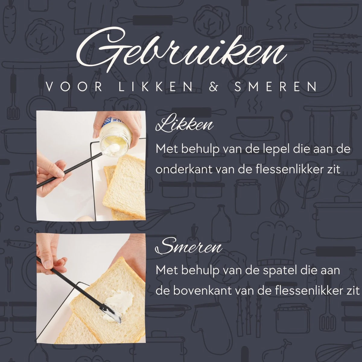 Keufens Flessenlikker | Set Van 4 | Vaatwasserbestendig | Zwart | Siliconen | Pannenlikker | Pottenlikker | Flessenschraper | Flessentrekker 3 Keufens Flessenlikker | Set Van 4 | Vaatwasserbestendig | Zwart | Siliconen | Pannenlikker | Pottenlikker | Flessenschraper | Flessentrekker - Afbeelding 3