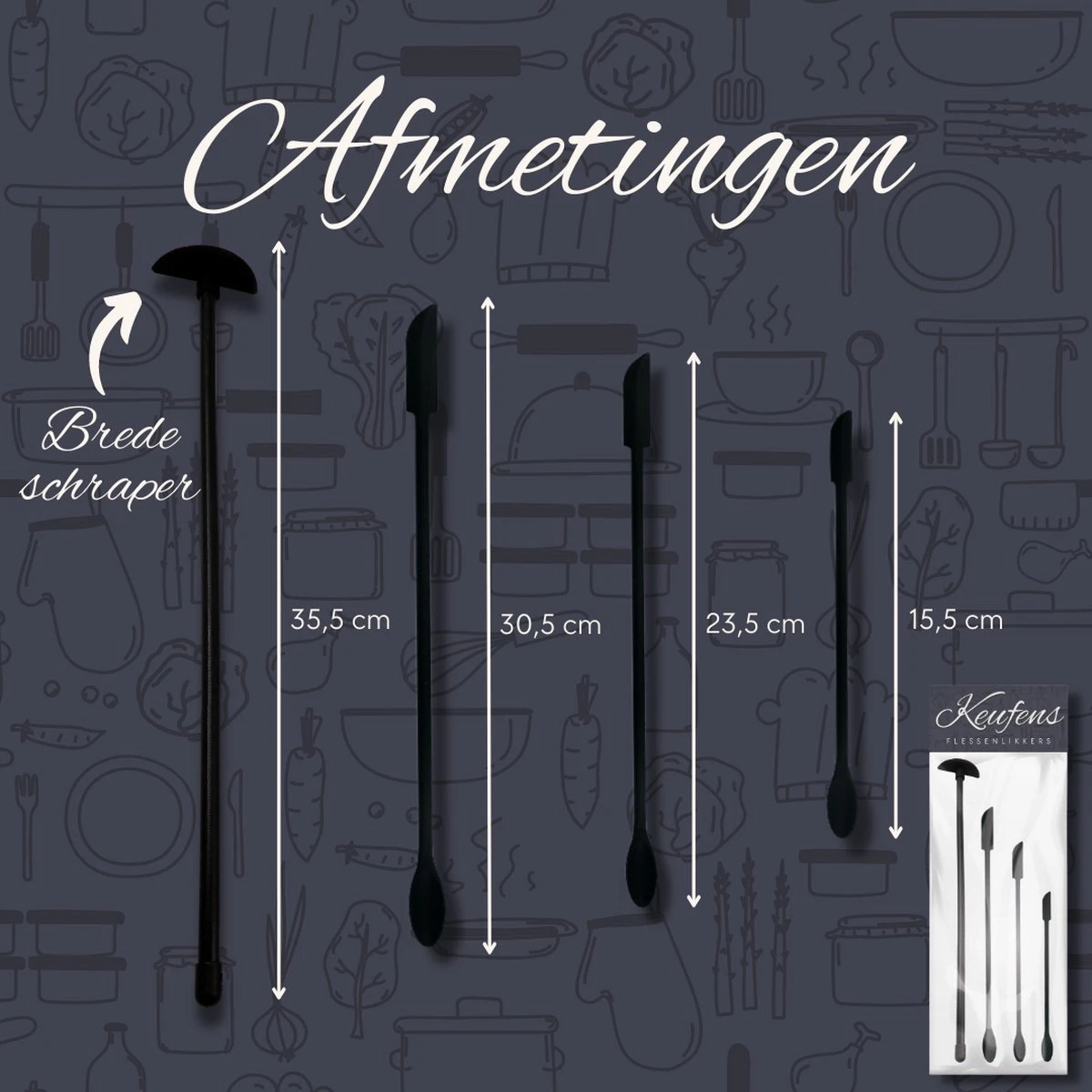 Keufens Flessenlikker | Set Van 4 | Vaatwasserbestendig | Zwart | Siliconen | Pannenlikker | Pottenlikker | Flessenschraper | Flessentrekker 4 Keufens Flessenlikker | Set Van 4 | Vaatwasserbestendig | Zwart | Siliconen | Pannenlikker | Pottenlikker | Flessenschraper | Flessentrekker - Afbeelding 4