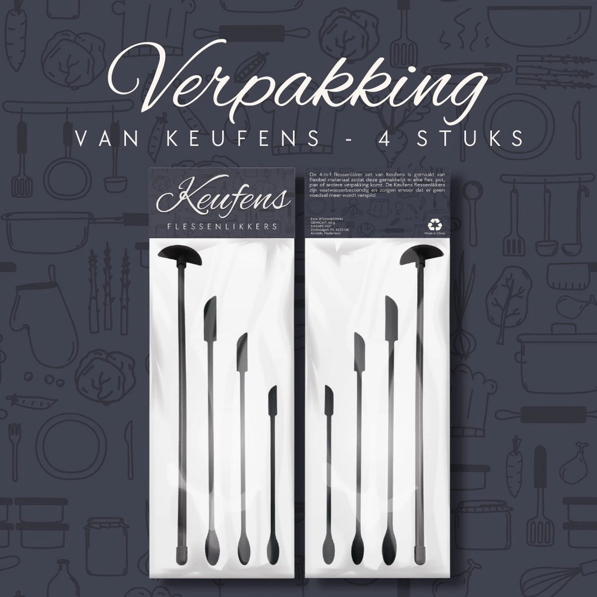 Keufens Flessenlikker | Set Van 4 | Vaatwasserbestendig | Zwart | Siliconen | Pannenlikker | Pottenlikker | Flessenschraper | Flessentrekker 7 Keufens Flessenlikker | Set Van 4 | Vaatwasserbestendig | Zwart | Siliconen | Pannenlikker | Pottenlikker | Flessenschraper | Flessentrekker - Afbeelding 7