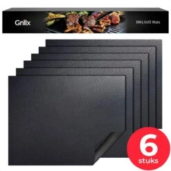 GrillX Barbecue Mat - 6 Stuks - Herbruikbare Bakmat - 40 X 33 Cm - Anti-kleef Ovenmat - BBQ Accesoires - BBQ Matje Grill Mat