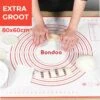 Bondoo Deegmat Groot 80x60cm - Silicone - Rood - Inclusief Deegschraper