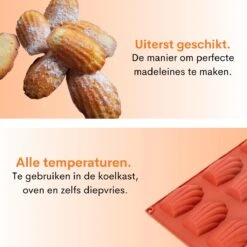 Merkloos FLOOQ - Madeleine Bakvorm - BPA Vrij - Anti-aanbaklaag - Siliconen - Roodbruin - 9 Stuks -Merkloos Winkel 1200x1200 5976