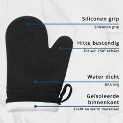 Westerhof Premium Ovenwanten – Siliconen Ovenhandschoenen - Bescherming Tot 230°C– Hittebestendig-Zwart -Merkloos Winkel 1200x1200 6
