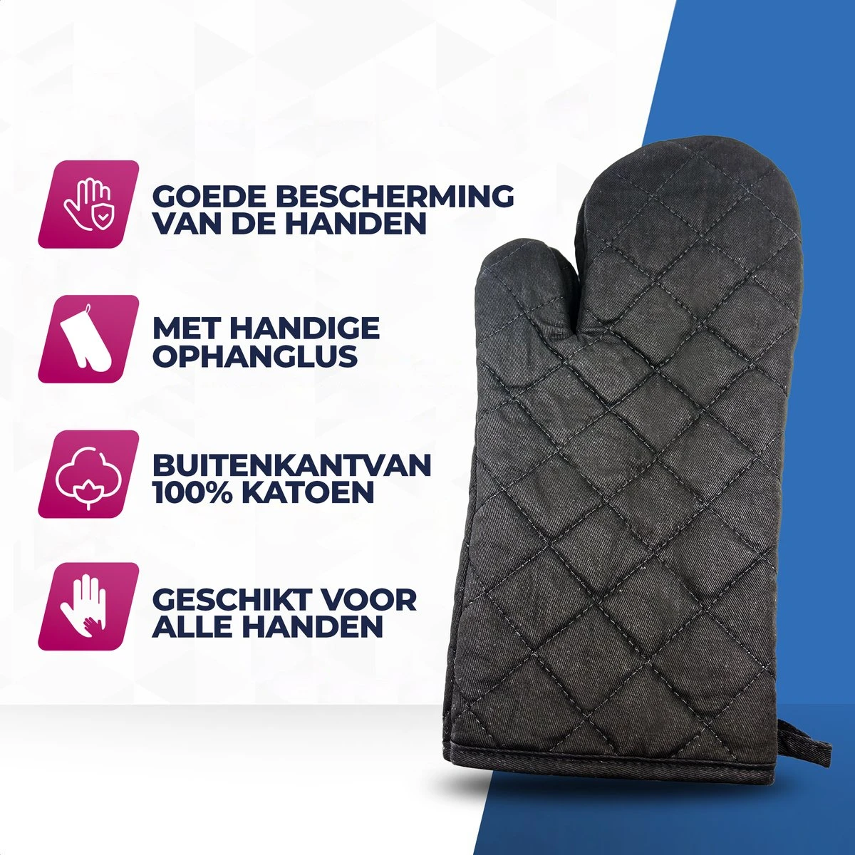 Roegaarden Ovenwanten - 100% Katoen - Hittebestendig - 2 Stuks 2 Roegaarden Ovenwanten - 100% Katoen - Hittebestendig - 2 Stuks - Afbeelding 2