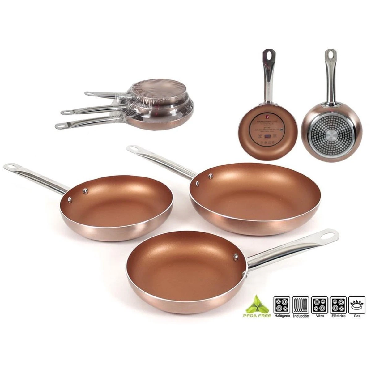 Merkloos Koekenpanset Copper Plus 20, 24 En 28 Cm 11 Merkloos Koekenpanset Copper Plus 20, 24 En 28 Cm - Afbeelding 11