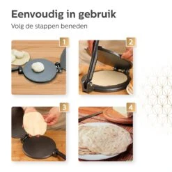BooGoo® - Tortilla Pers Ø25CM - Inclusief Bakkwast En 100 Persvellen - Tortilla Press Roti Taco Maker - Tortillapan -Merkloos Winkel 1200x1200 6177
