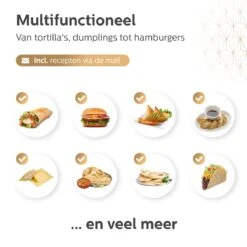 BooGoo® - Tortilla Pers Ø25CM - Inclusief Bakkwast En 100 Persvellen - Tortilla Press Roti Taco Maker - Tortillapan -Merkloos Winkel 1200x1200 6178