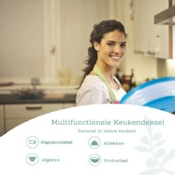 Magnetron Deksel Ø 27CM- Inklapbaar Vergiet - Multifunctionele Schaal - BPA Vrij - Blauw Transparant -Merkloos Winkel 1200x1200 6267