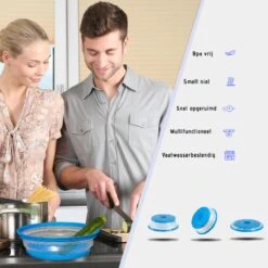 Magnetron Deksel Ø 27CM- Inklapbaar Vergiet - Multifunctionele Schaal - BPA Vrij - Blauw Transparant -Merkloos Winkel 1200x1200 6268