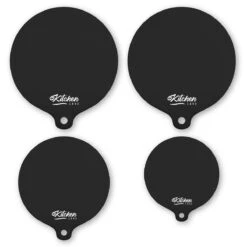 KitchenLove Inductie Beschermer Mat - 4 Stuks - Afdekplaat Matjes Rond - Panbeschermers - Siliconen - Zwart