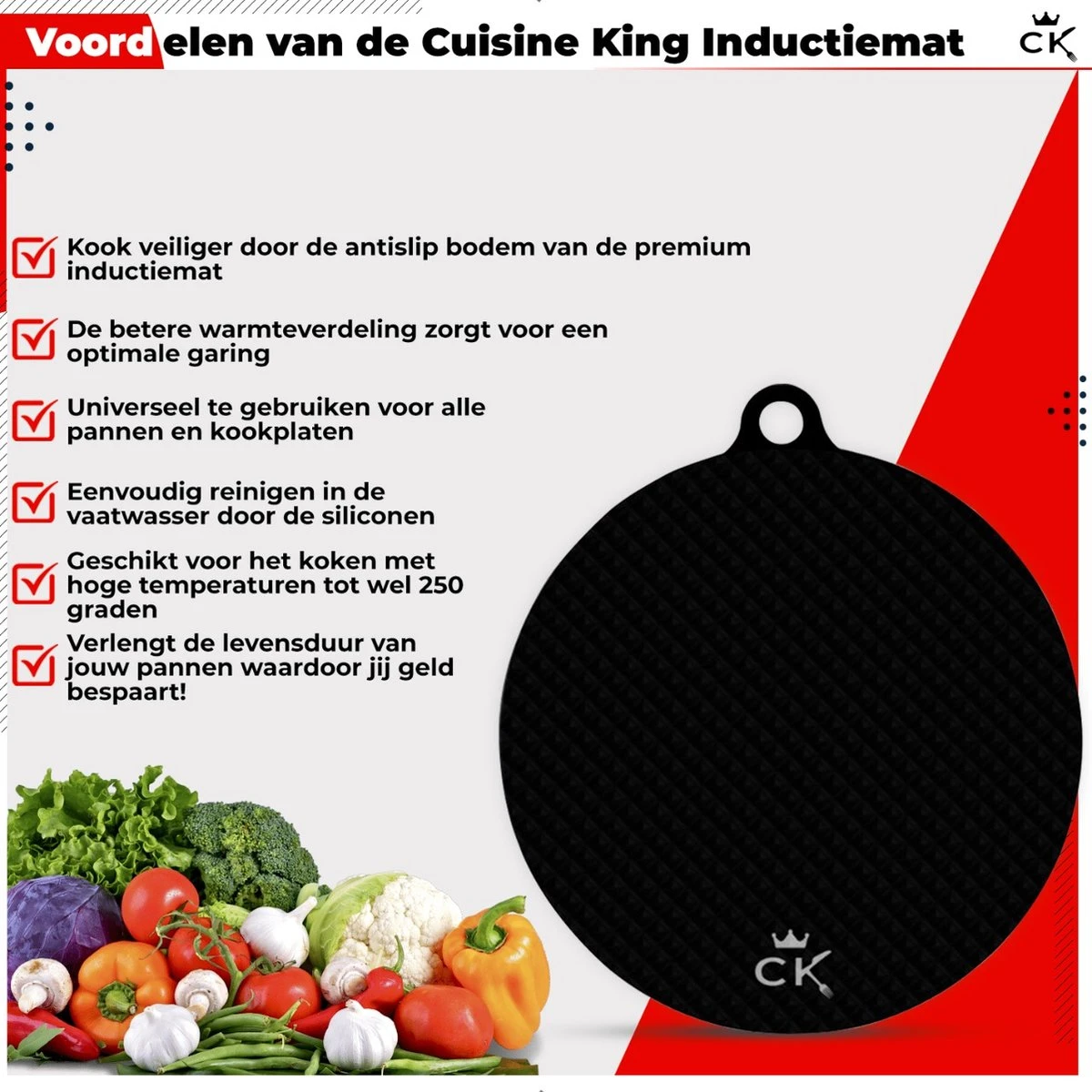 Cuisine King Inductie Beschermer Mat - 4 Stuks - Antislip - Onderzetters Pannen - Panbeschermers - Siliconen - Inductie Koken Tot 250 ºC - 4x Rond Ø22cm - Inclusief E-kookboek 3 Cuisine King Inductie Beschermer Mat - 4 Stuks - Antislip - Onderzetters Pannen - Panbeschermers - Siliconen - Inductie Koken Tot 250 ºC - 4x Rond Ø22cm - Inclusief E-kookboek - Afbeelding 3